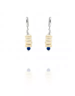 Boucles d'oreilles Coco Blanc Nandi Argent