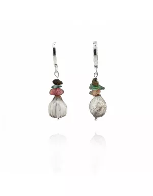Boucles d'oreilles Job Rose Ubuntu argent